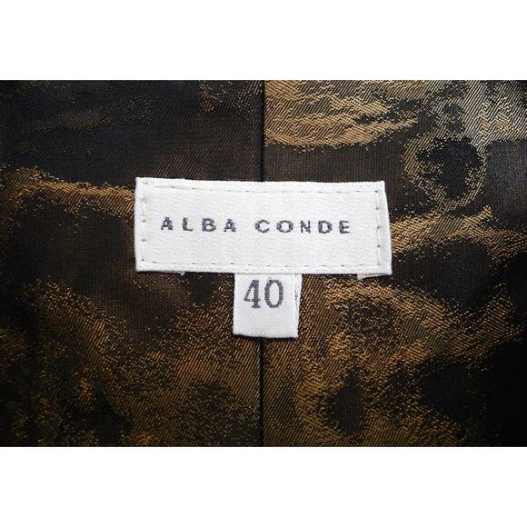 ALBA CONDE SPAIN Structured A-Line Pleat Gold Bronze Dress YOOX 40 6 M $595 - Picture 4 of 11